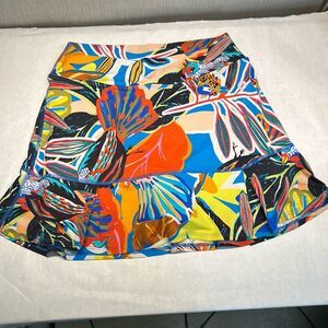 Dona Jo Multicolored Print Skort Sz 2 Large Golf Pickleball Tennis JoJo Pockets